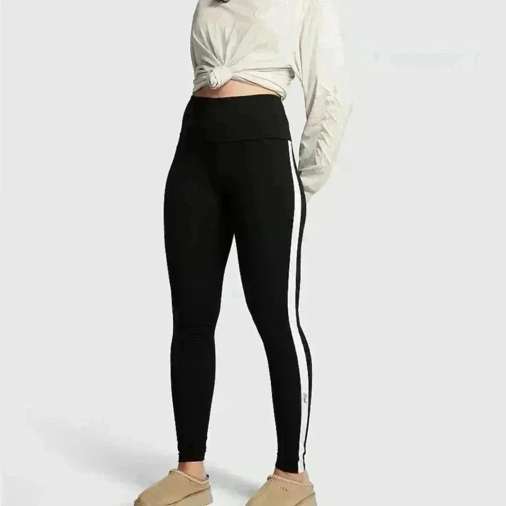 Pink VS high waisted black leggings size mediam